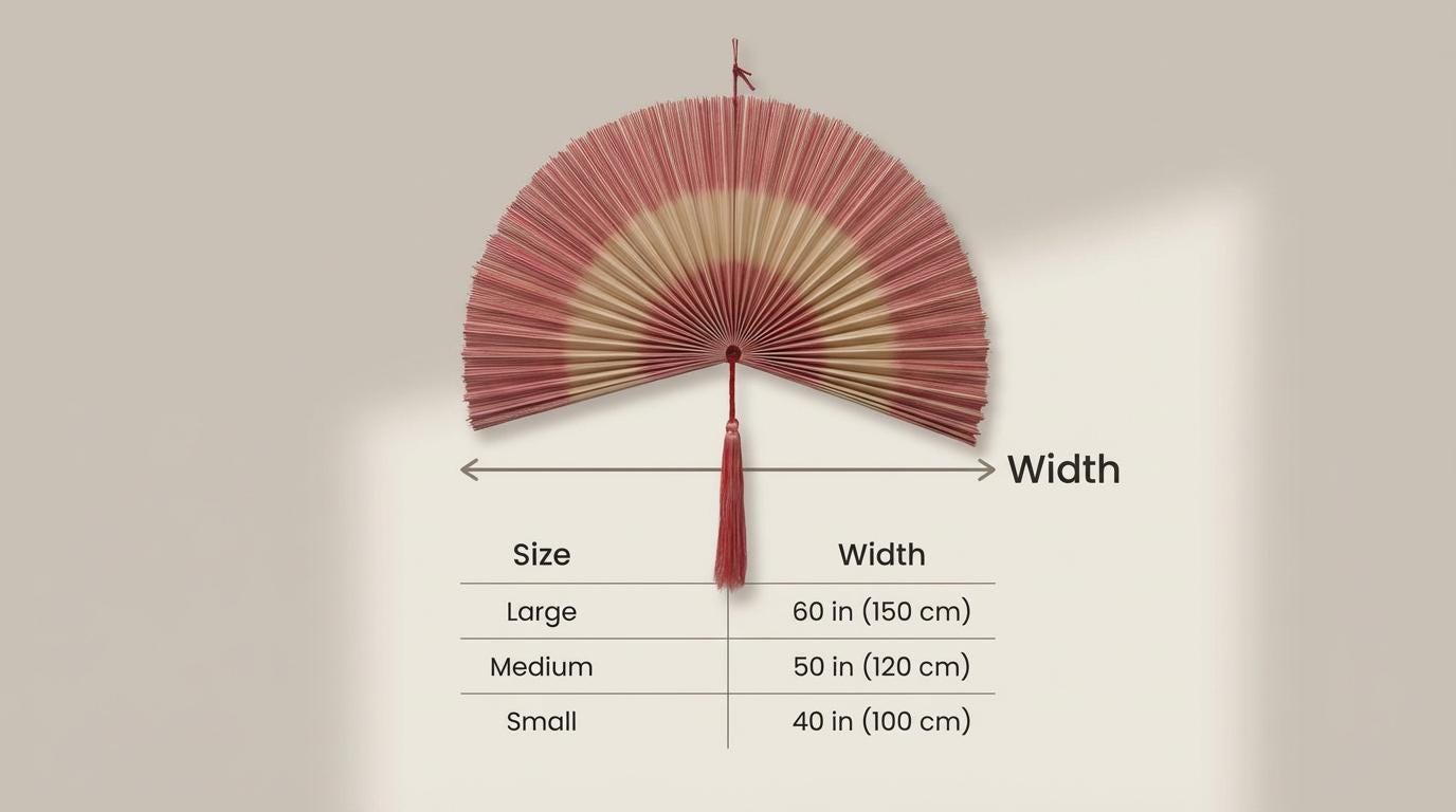 Handwoven Bamboo Wall Fan with Pink Tassel Decor