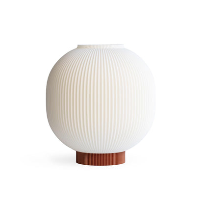 Globe Bedside Lamp with Ribbed Shade, Japandi Ambient Table Light