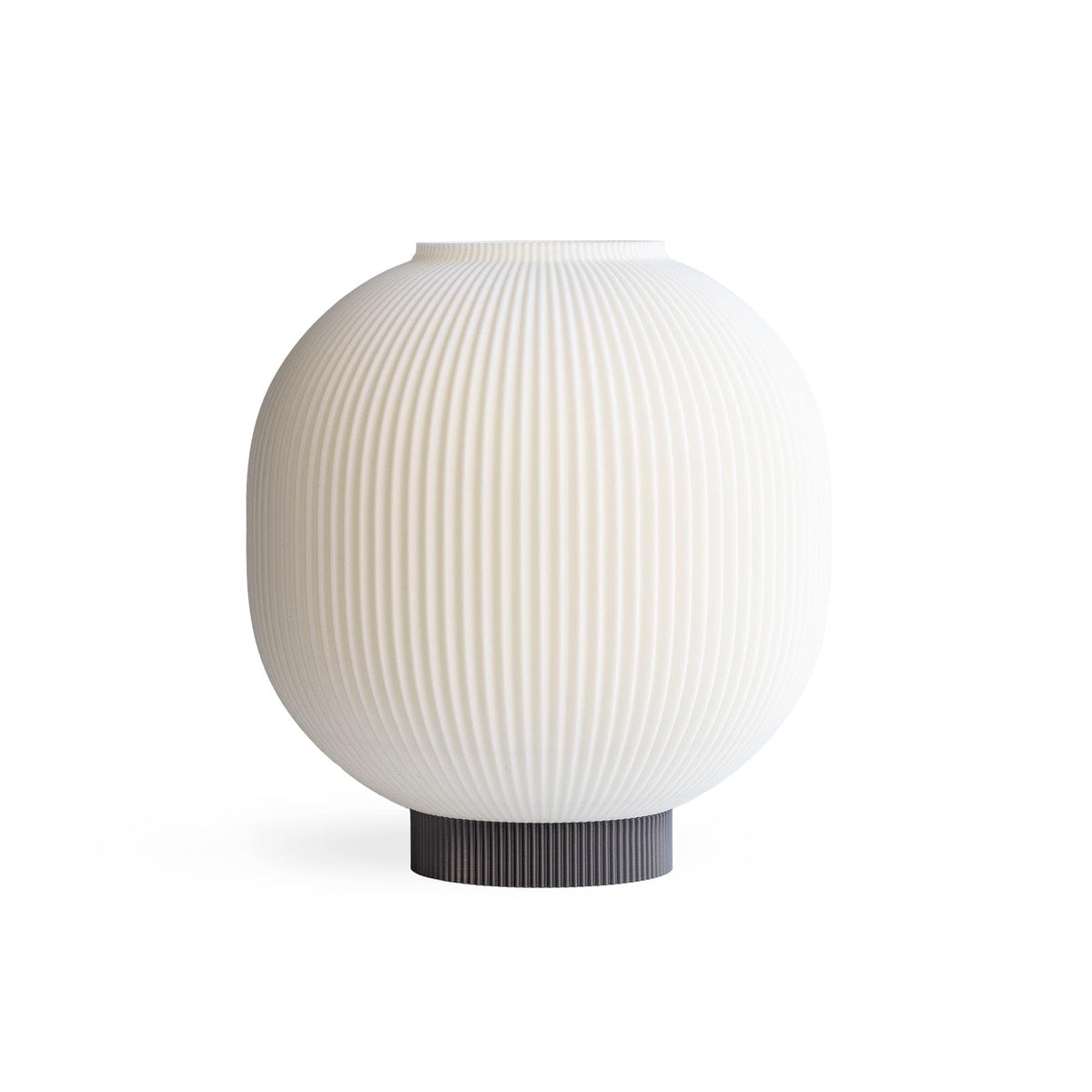 Globe Bedside Lamp with Ribbed Shade, Japandi Ambient Table Light