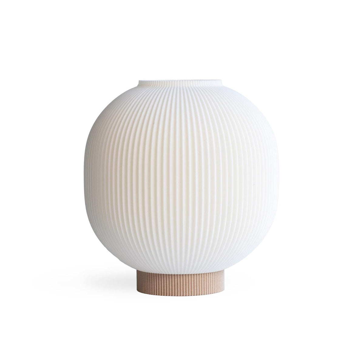 Globe Bedside Lamp with Ribbed Shade, Japandi Ambient Table Light