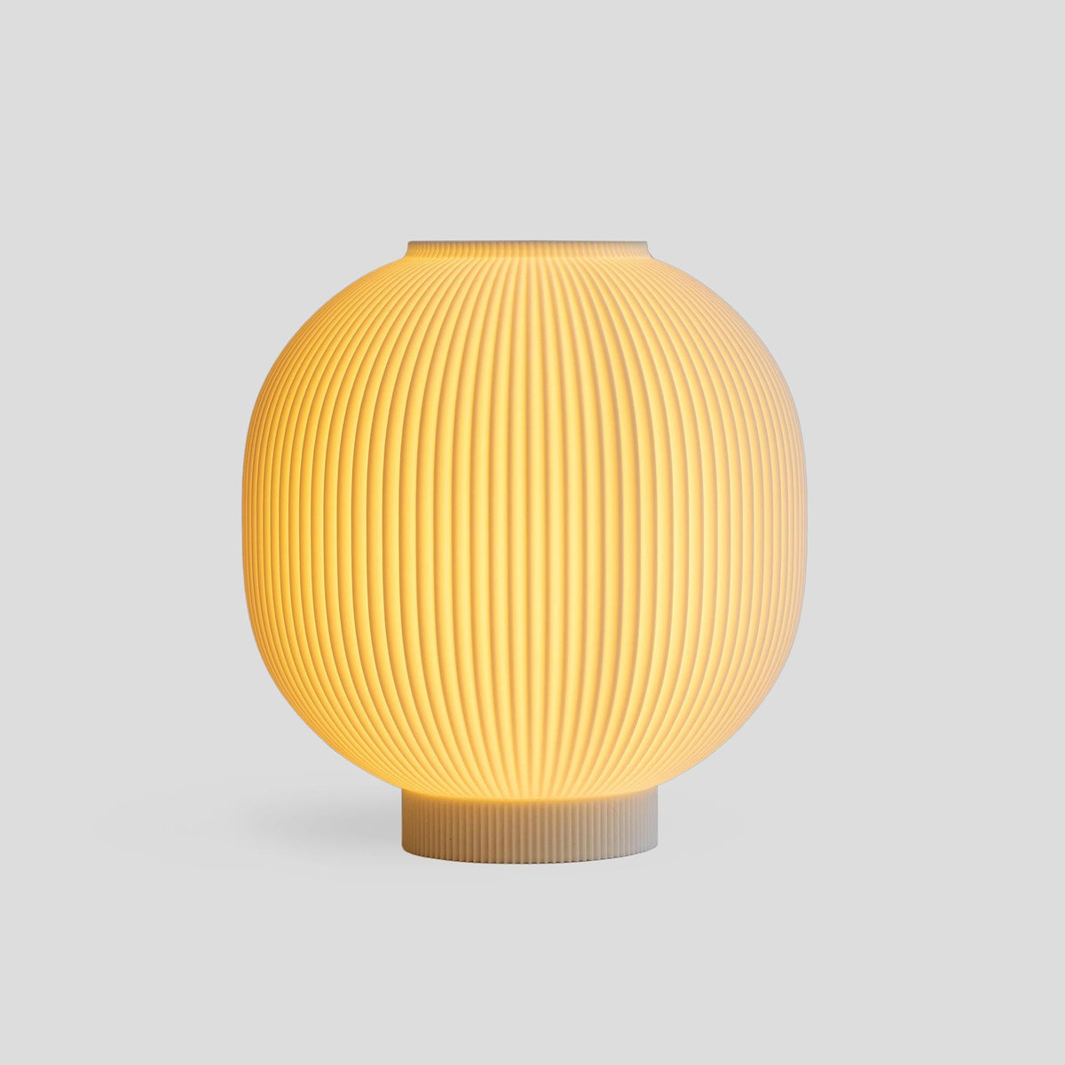 Globe Bedside Lamp with Ribbed Shade, Japandi Ambient Table Light