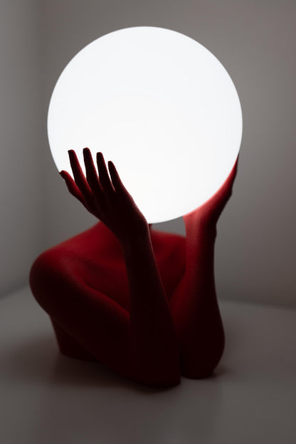 Sculptural Sphere Table Lamp, Artistic Ambient Light, Minimalist Home Decor