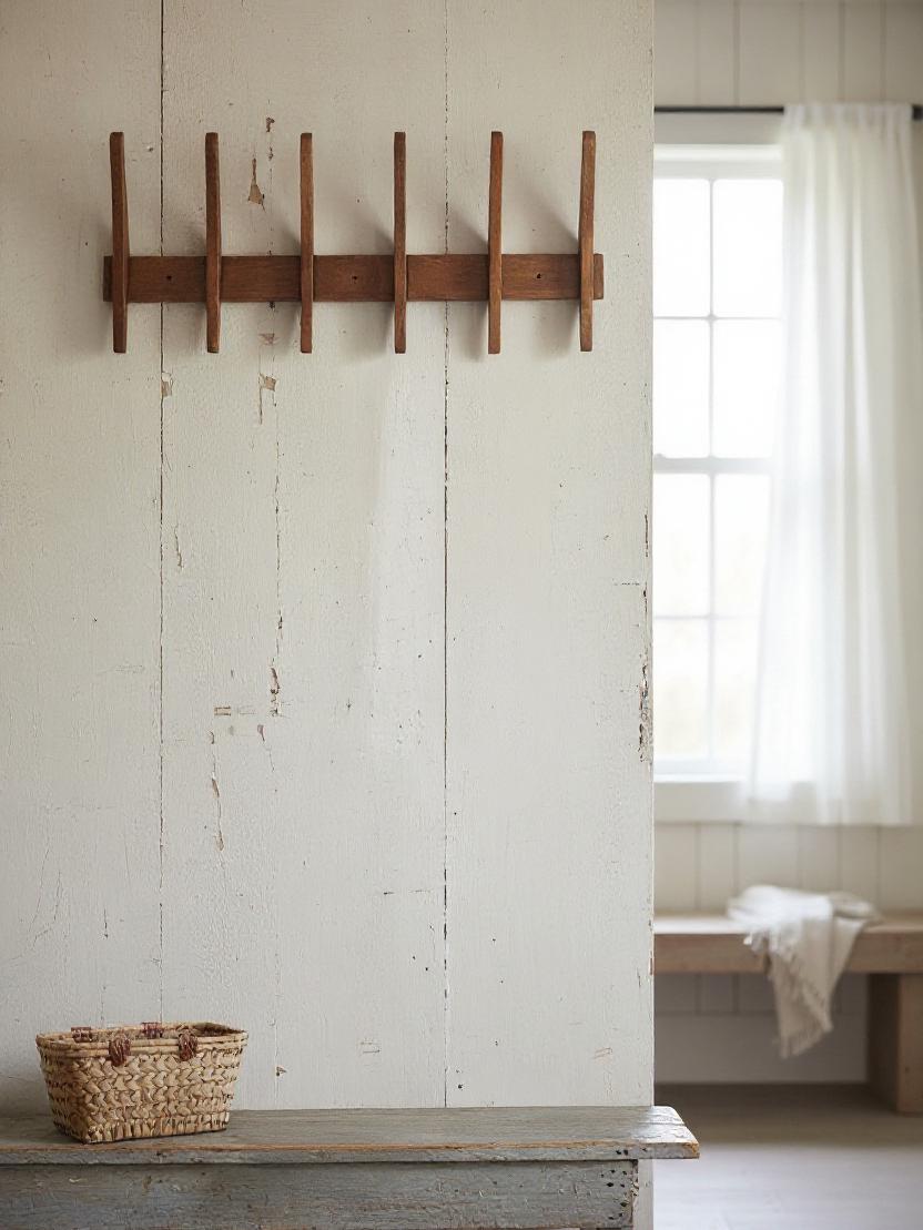 Large Wooden Wall Hanger, Mid-Century Modern Coat Rack,  5-Hook Wooden Hanger, Wall Organizer, Modern Entryway Decor, Handcrafted