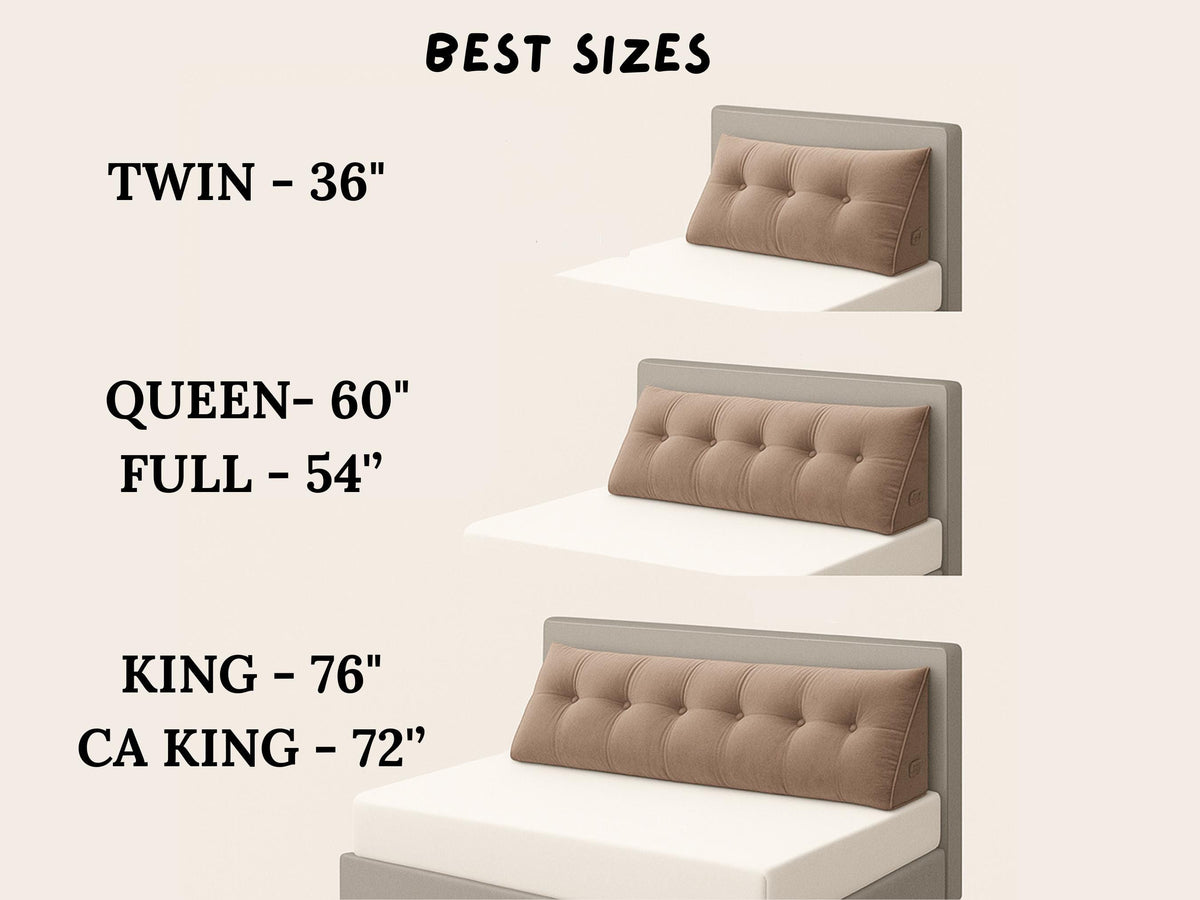 Headboard Pillow King Bed Luxury Velvet Tufted Backrest Bedroom Decor Gift Dorm Guest Room Wedge Back