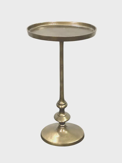 Antique Brass Oval Side Table with Pedestal Base
