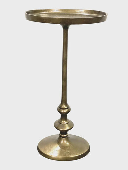 Antique Brass Oval Side Table with Pedestal Base