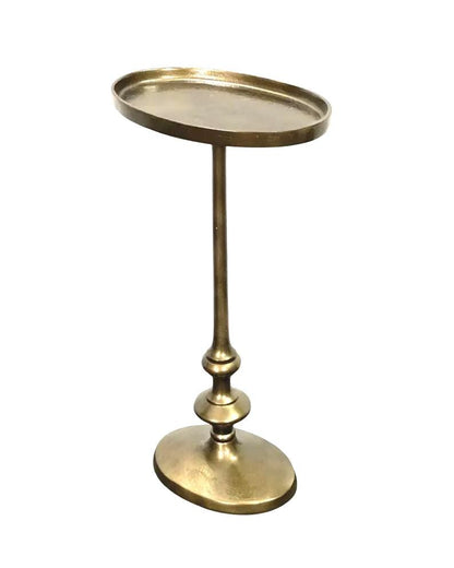 Antique Brass Oval Side Table with Pedestal Base