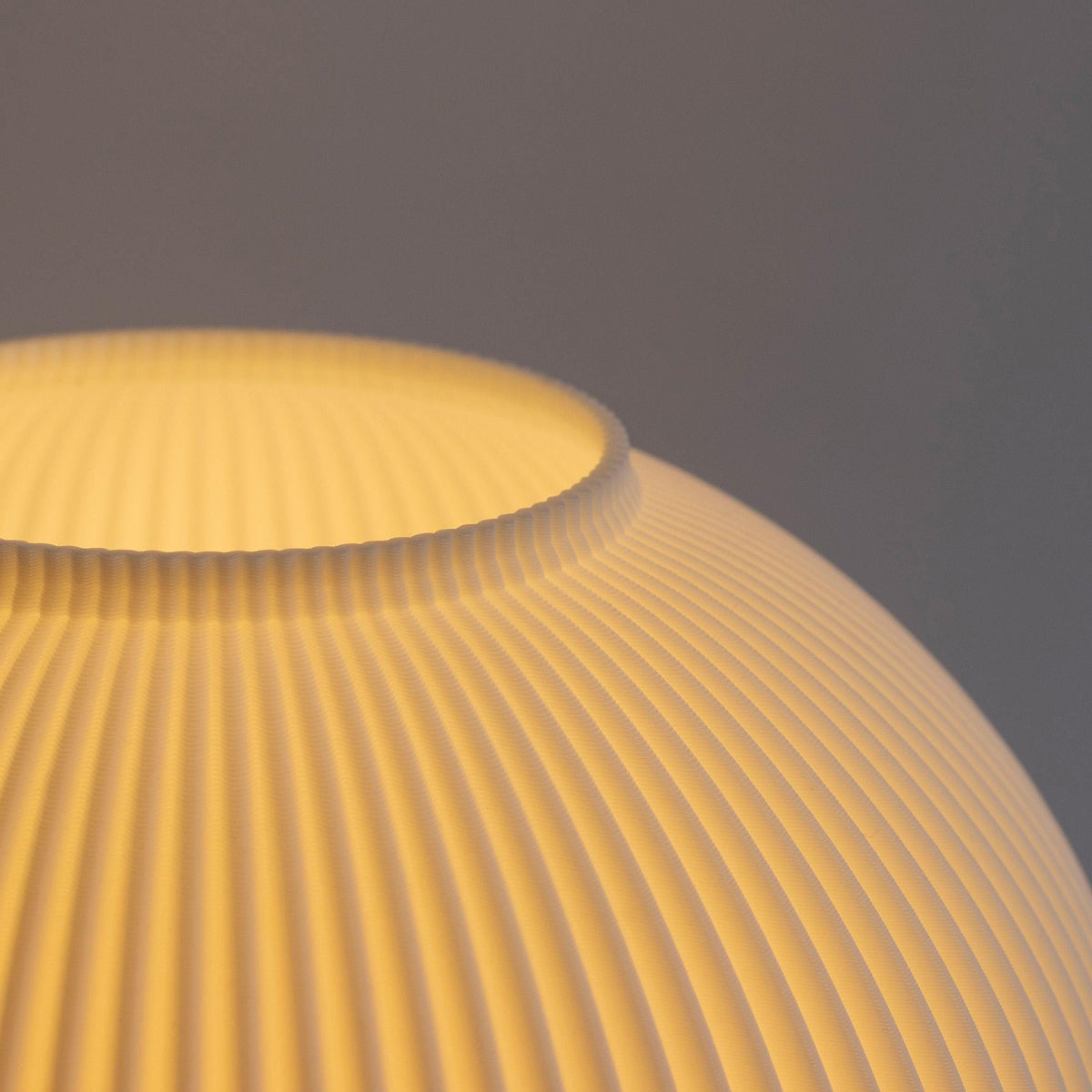 Globe Bedside Lamp with Ribbed Shade, Japandi Ambient Table Light