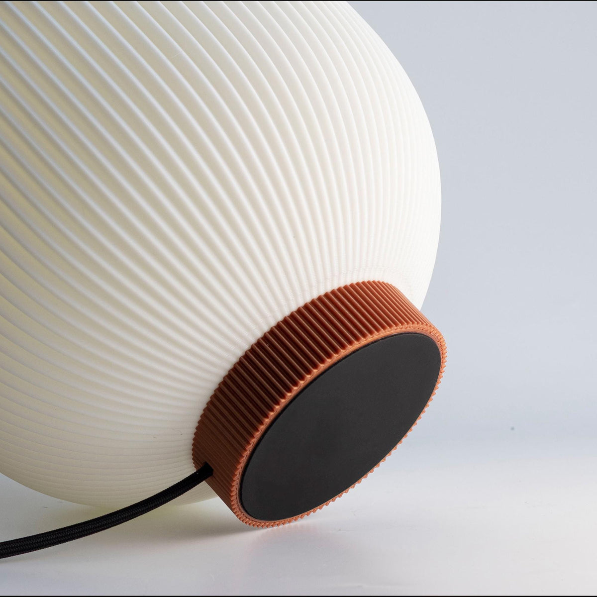 Globe Bedside Lamp with Ribbed Shade, Japandi Ambient Table Light