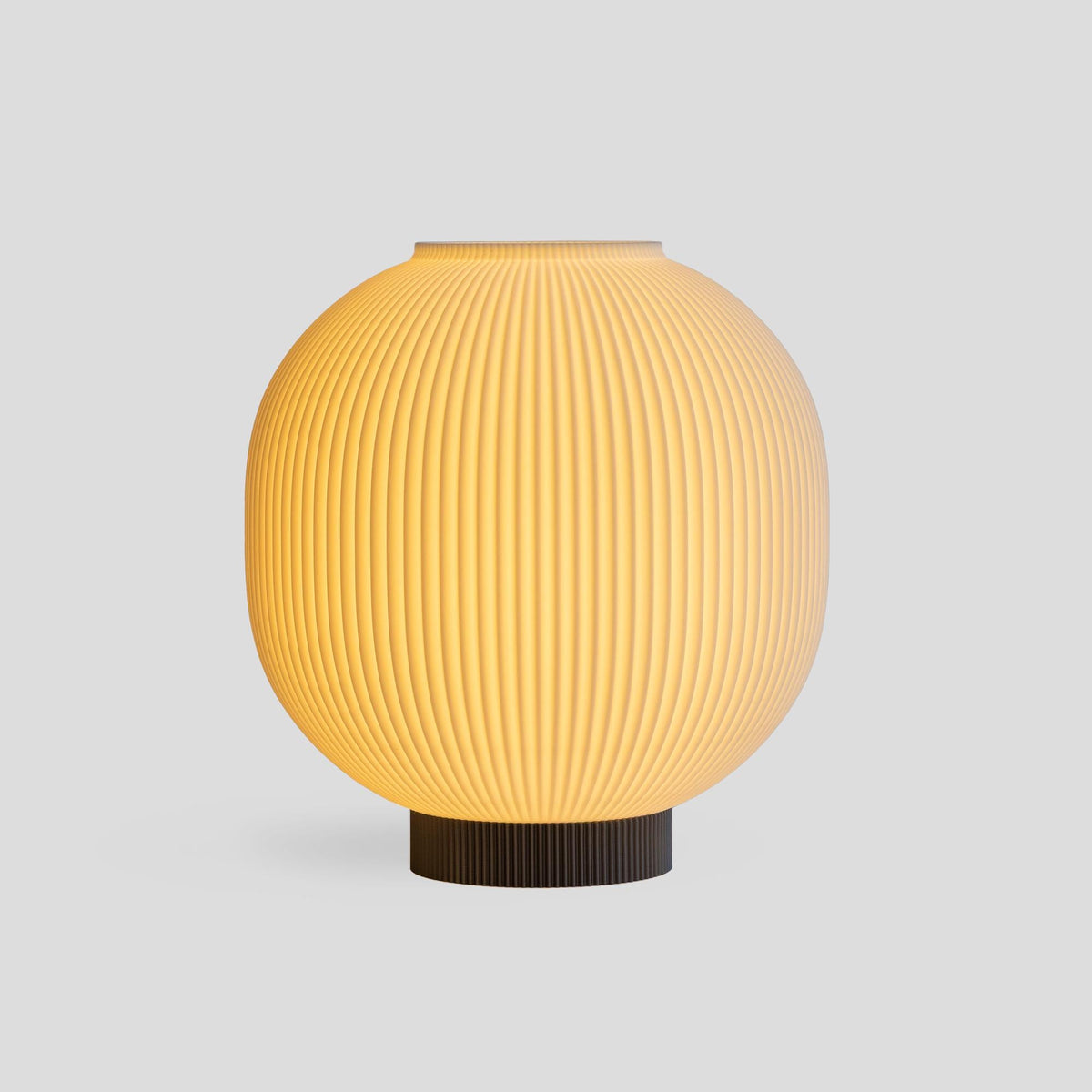 Globe Bedside Lamp with Ribbed Shade, Japandi Ambient Table Light