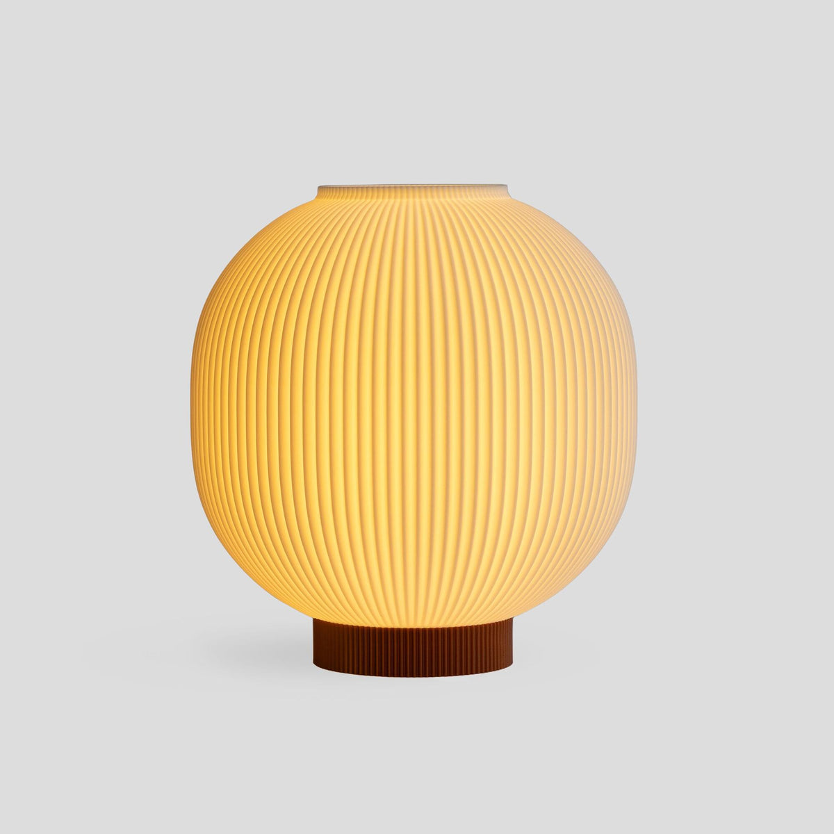Globe Bedside Lamp with Ribbed Shade, Japandi Ambient Table Light