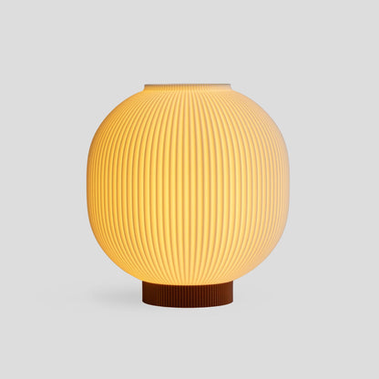 Globe Bedside Lamp with Ribbed Shade, Japandi Ambient Table Light