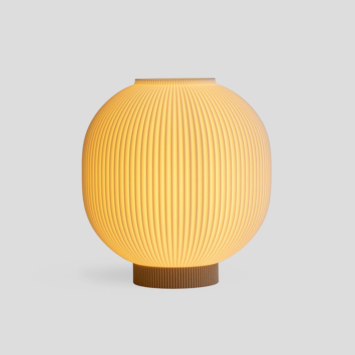 Globe Bedside Lamp with Ribbed Shade, Japandi Ambient Table Light