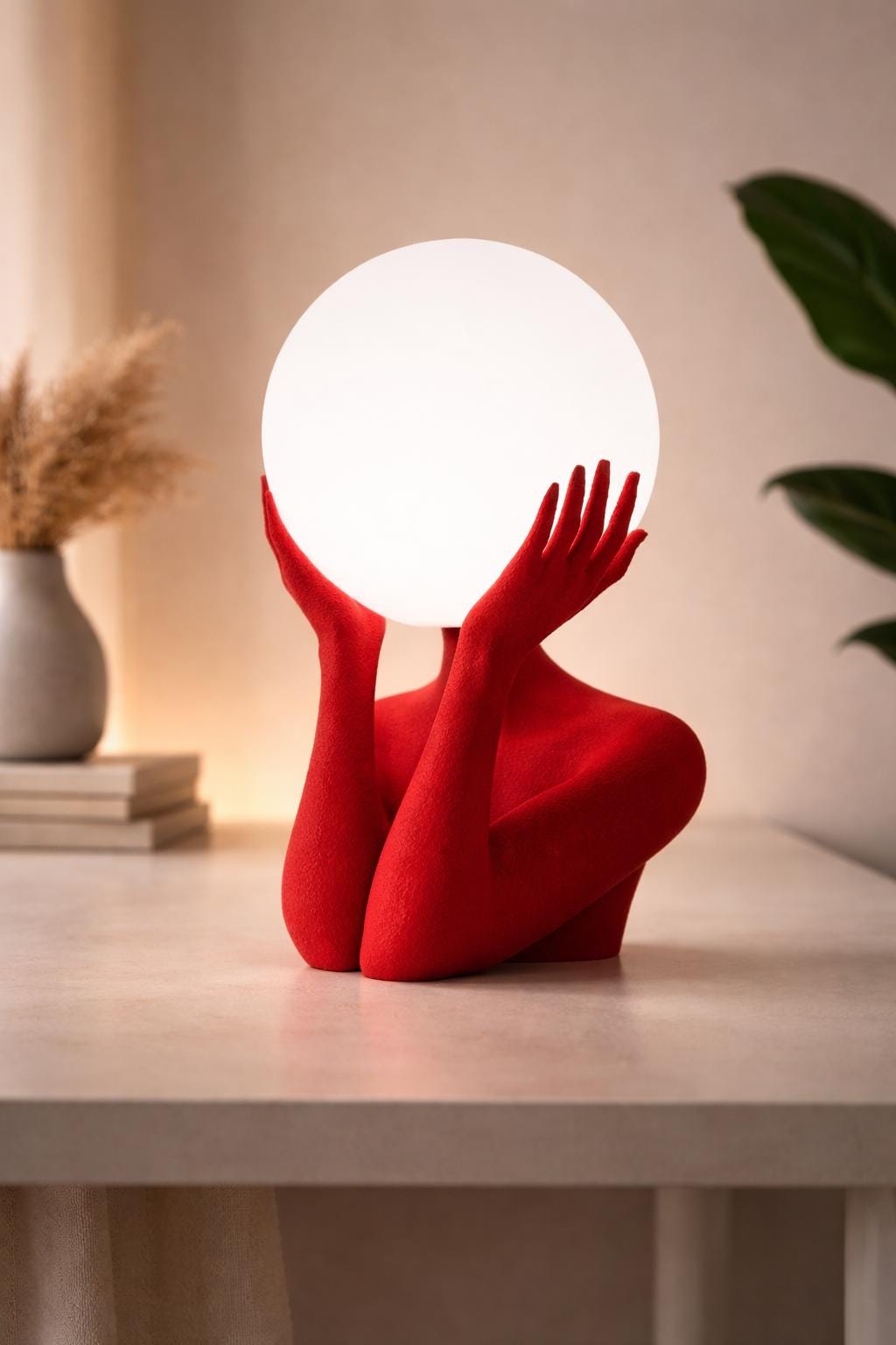 Sculptural Sphere Table Lamp, Modern Bedside Serenity, Artistic Ambient Light, Minimalist Home Decor