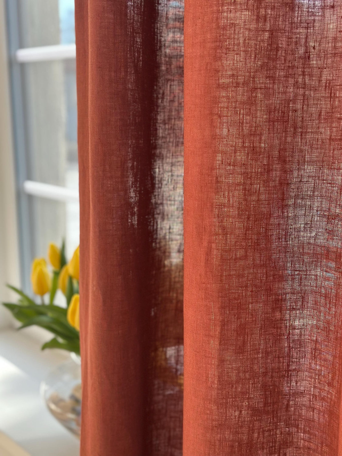 Stonewashed Linen Curtain Panels Set of 2 with Multifunctional Heading Tape