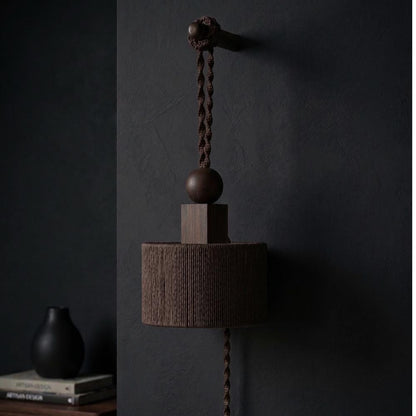 Plug in Wall Sconce Lamp :Woven Rope  Shade , Bedside Light