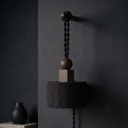 Plug in Wall Sconce Lamp :Woven Rope  Shade , Bedside Light