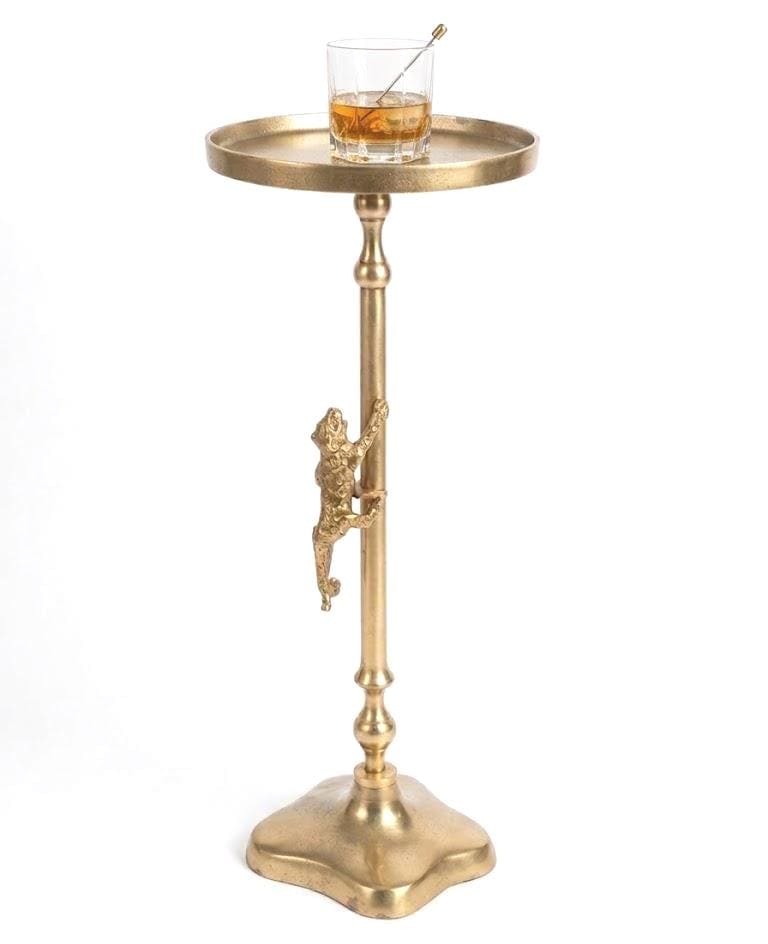 Handmade Brass Tiger Drink Table | Luxury Animal Accent Furniture | Artisan Metal Decor