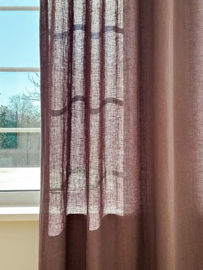 Stonewashed Linen Curtain Panels Set of 2 with Multifunctional Heading Tape
