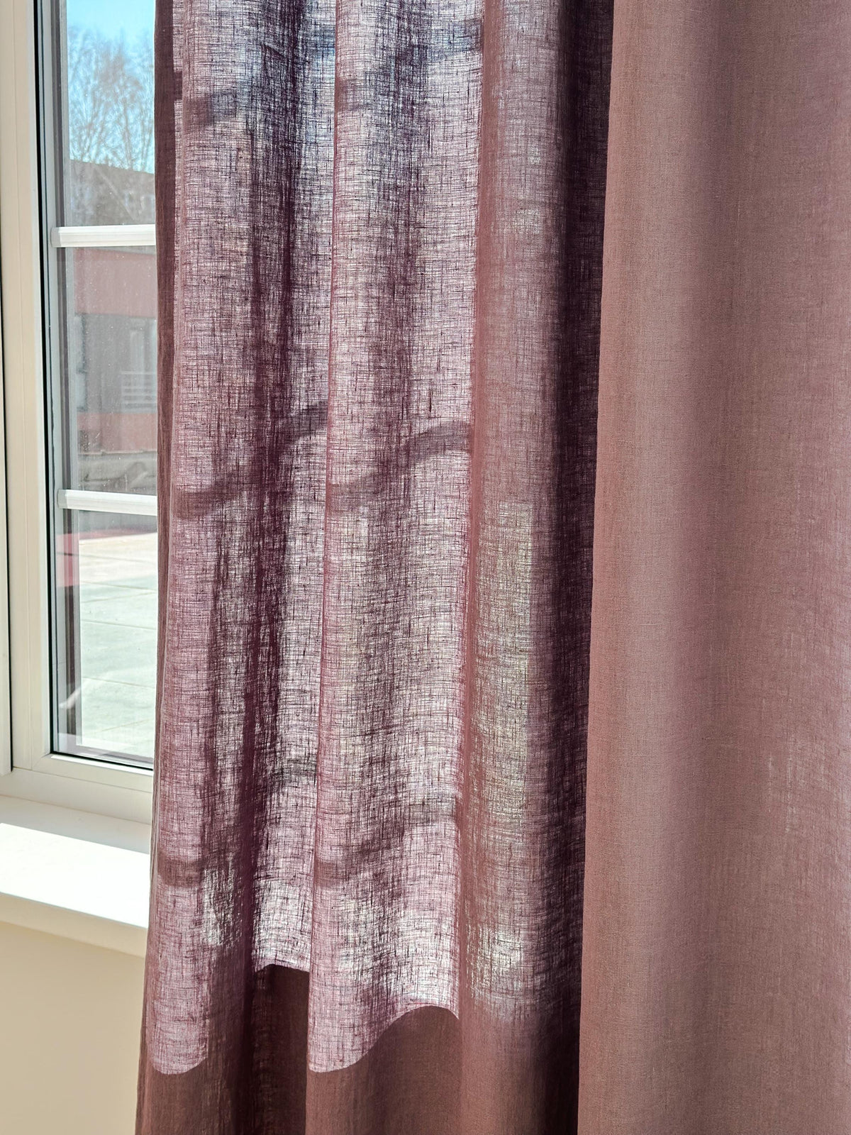 Stonewashed Linen Curtain Panels Set of 2 with Multifunctional Heading Tape