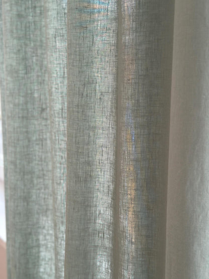 Stonewashed Linen Curtain Panels Set of 2 with Multifunctional Heading Tape