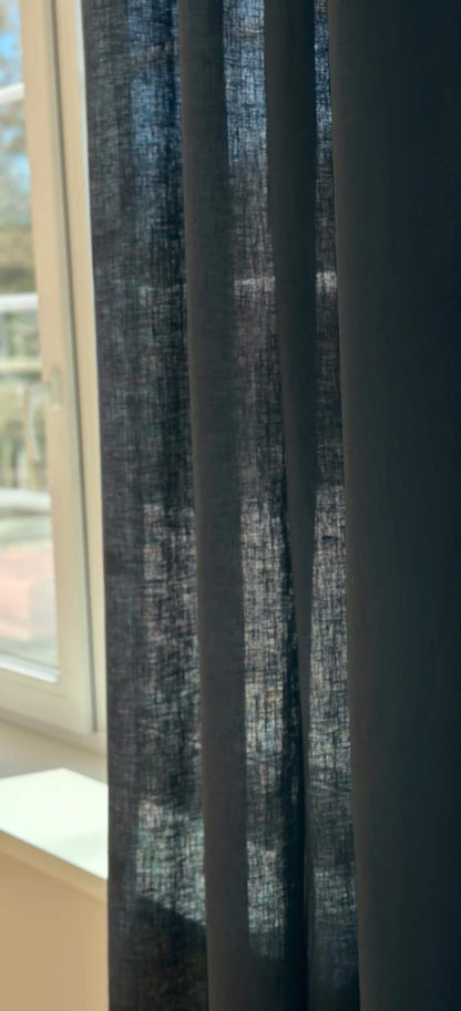 Stonewashed Linen Curtain Panels Set of 2 with Multifunctional Heading Tape