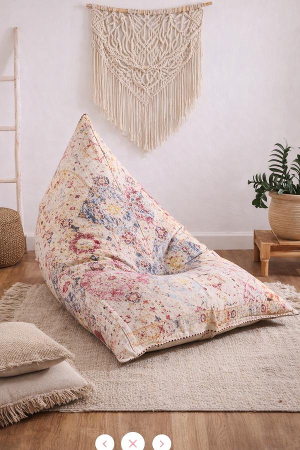Bohemian Printed Bean Bag Lounger – Cotton Wool Blend Floor Cushion Chair