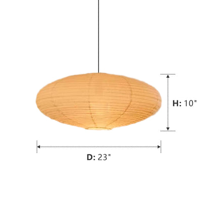 Japanese Linen Oval Pendant Lampshade, Natural Beige 23-Inch Light Shade