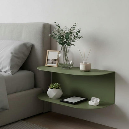 Wall Mounted Hotel Nightstand, Floating Metal Bedside Shelf, Space Saving Furniture for Guest Rooms