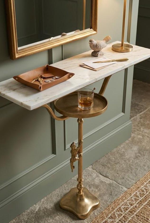 Handmade Brass Tiger Drink Table | Luxury Animal Accent Furniture | Artisan Metal Decor