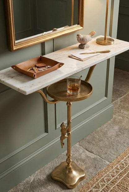 Handmade Brass Tiger Drink Table | Luxury Animal Accent Furniture | Artisan Metal Decor