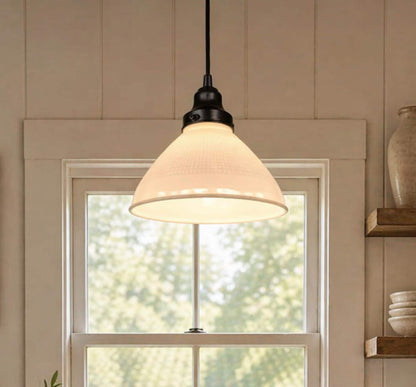 Antique PENDANT Light of Milk Glass Soft Waffle Pattern - Opal Flush Mount Ceiling Chandelier Lighting Fixture Farmhouse Kitchen Dining Room