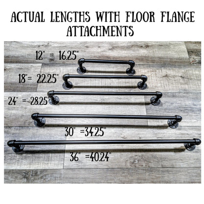 Industrial Pipe Clothes or Towel Bar with or without Solid Wood Shelf