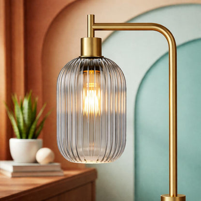 Mid Century Green Glass Floor Lamp | Modern Dimmable Standing Lamp - customizable light