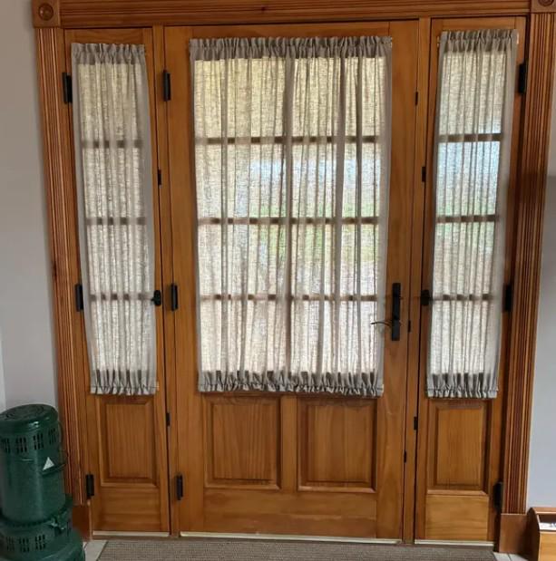 Custom 100% Linen French Door Curtain Panel with Rod Pockets