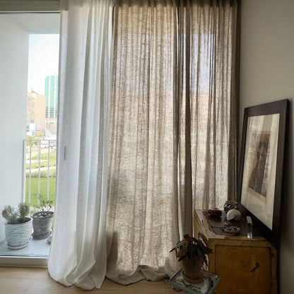 Rustic Linen Curtain, Heavy Linen Curtain Panel, Natural Burlap Curtain Panel, Living Room Linen Curtain, Window Natural Linen Curtain