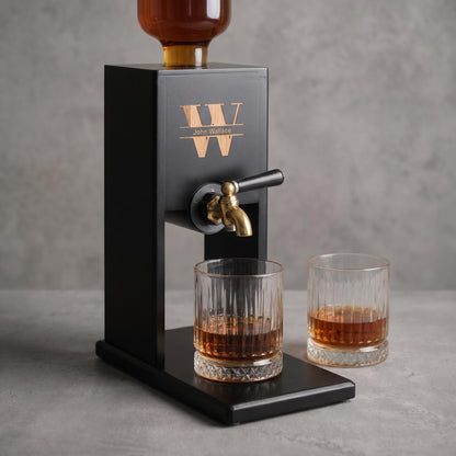 Wooden Whiskey Dispenser | Custom Engraved Liquor Tap for Home Bar, Bourbon Dispenser, Gift for Him, Wedding Anniversary