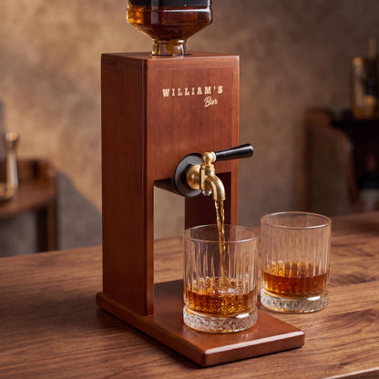 Personalized Wooden Whiskey Dispenser | Custom Engraved Liquor Tap for Home Bar, Bourbon Dispenser, Gift for Him, Wedding Anniversary