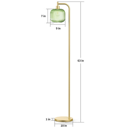 Ribbed Glass Floor Lamp with Remote Control & Dimmable LED