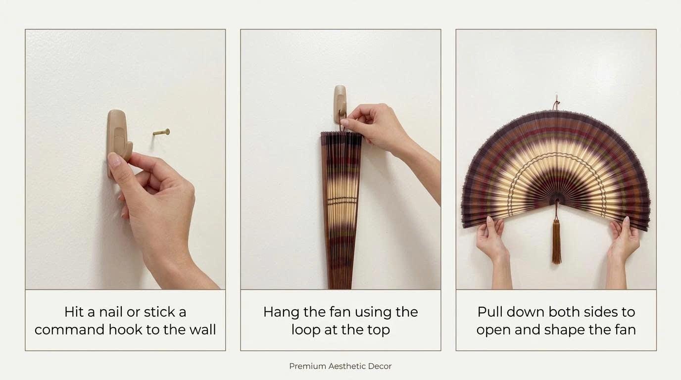 Handwoven Rattan Wall Fan Decor in Natural Bamboo