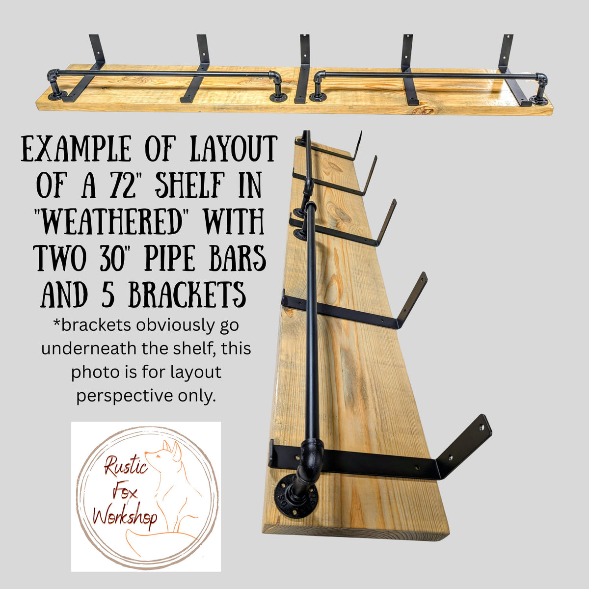Industrial Pipe Clothes or Towel Bar with or without Solid Wood Shelf