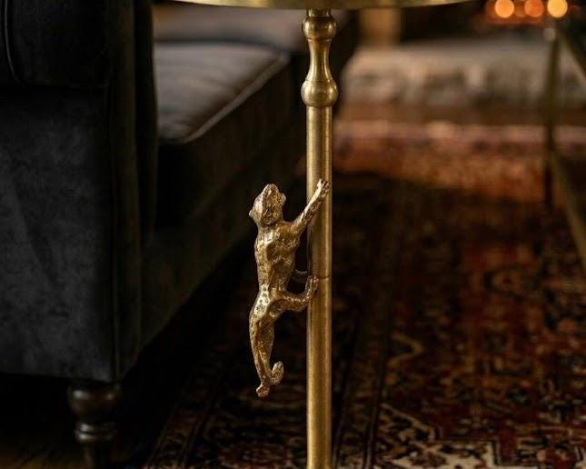 Handmade Brass Tiger Drink Table | Luxury Animal Accent Furniture | Artisan Metal Decor