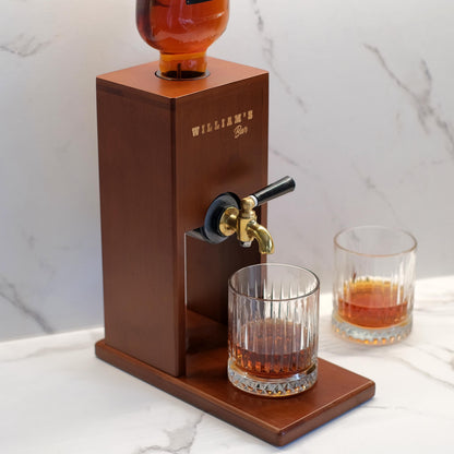 Wooden Whiskey Dispenser | Custom Engraved Liquor Tap for Home Bar, Bourbon Dispenser, Gift for Him, Wedding Anniversary