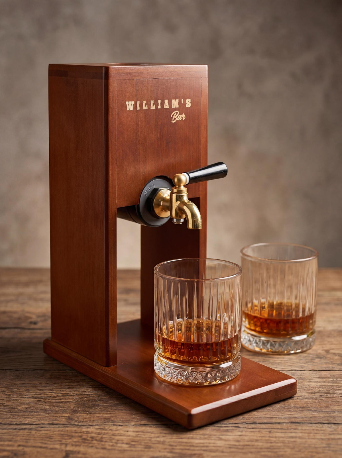 Wooden Whiskey Dispenser | Custom Engraved Liquor Tap for Home Bar, Bourbon Dispenser, Gift for Him, Wedding Anniversary