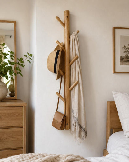 Minimalist Wooden Coat Rack Wall Mounted, Entryway Hook Rack, Solid Wood Mudroom Organizer, Modern Hallway Storage