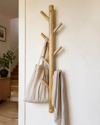 Minimalist Wooden Coat Rack Wall Mounted, Entryway Hook Rack, Solid Wood Mudroom Organizer, Modern Hallway Storage