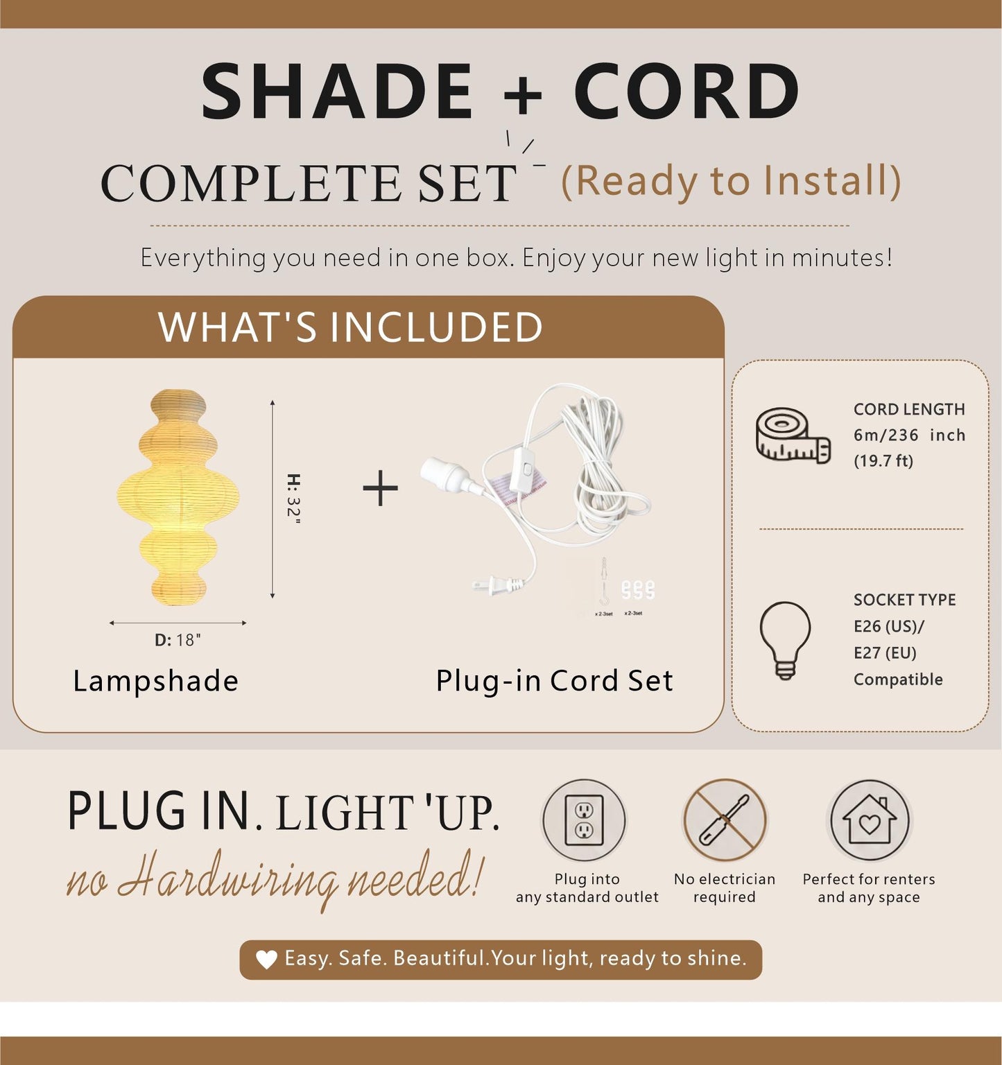 Five-Layer Cloud Washi Paper Pendant Light, Japanese Hanging Lamp