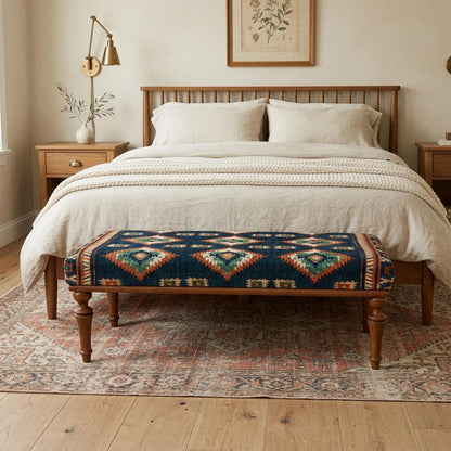 Bedroom Bench, Upholstered Bench, Coffee Table Ottoman, Low Table, Bohemian Bench, Dining Bench, Wooden Side Table, Soft Top, BENCH 159
