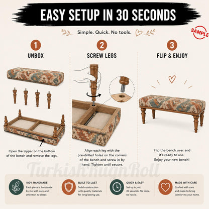 Bedroom Bench, Upholstered Bench, Coffee Table Ottoman, Low Table, Bohemian Bench, Dining Bench, Wooden Side Table, Soft Top
