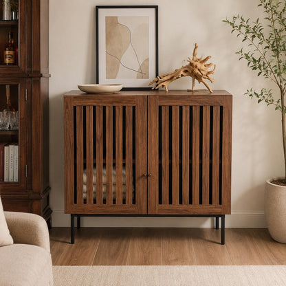 Modern Buffet Cabinet with 2 Doors & Metal Base | Storage Sideboard for Dining Room
